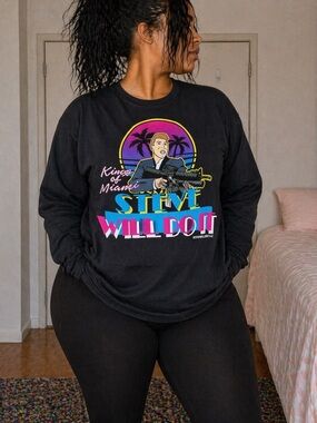 Graphic Crewneck Sweatshirt - Black "Steve Will Do It"